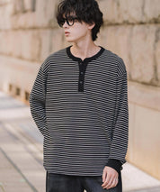 新色追加 オーバーサイズ T/Cワッフルヘンリーネック長袖Tシャツ 14620