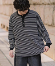 新色追加 オーバーサイズ T/Cワッフルヘンリーネック長袖Tシャツ 14620