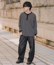 新色追加 オーバーサイズ T/Cワッフルヘンリーネック長袖Tシャツ 14620