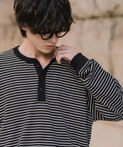 新色追加 オーバーサイズ T/Cワッフルヘンリーネック長袖Tシャツ 14620