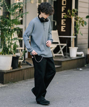 新色追加 オーバーサイズ T/Cワッフルヘンリーネック長袖Tシャツ 14620