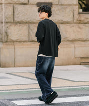 オーバーサイズ T/Cワッフルヘンリーネック長袖Tシャツ 14620