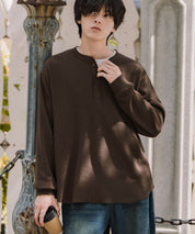 新色追加 オーバーサイズ T/Cワッフルヘンリーネック長袖Tシャツ 14620