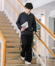 オーバーサイズ T/Cワッフルヘンリーネック長袖Tシャツ 14620
