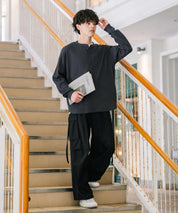 オーバーサイズ T/Cワッフルヘンリーネック長袖Tシャツ 14620