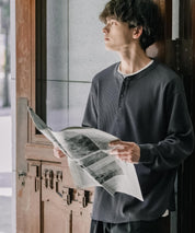 オーバーサイズ T/Cワッフルヘンリーネック長袖Tシャツ 14620