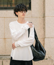 オーバーサイズ T/Cワッフルヘンリーネック長袖Tシャツ 14620
