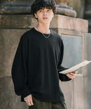 オーバーサイズ T/Cワッフルクルーネック長袖Tシャツ 14621