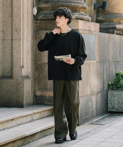 オーバーサイズ T/Cワッフルクルーネック長袖Tシャツ 14621