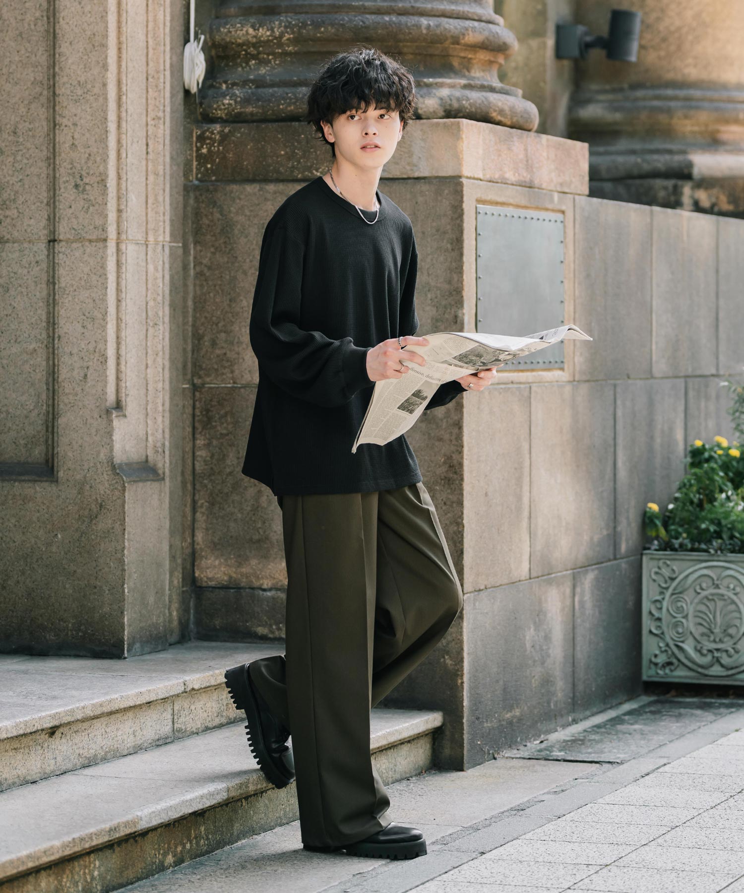 オーバーサイズ T/Cワッフルクルーネック長袖Tシャツ 14621 – Rocky Monroe