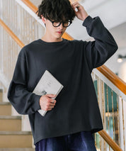 オーバーサイズ T/Cワッフルクルーネック長袖Tシャツ 14621