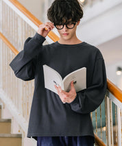 オーバーサイズ T/Cワッフルクルーネック長袖Tシャツ 14621