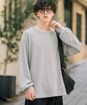 オーバーサイズ T/Cワッフルクルーネック長袖Tシャツ 14621