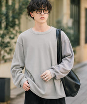 オーバーサイズ T/Cワッフルクルーネック長袖Tシャツ 14621