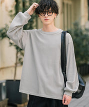 オーバーサイズ T/Cワッフルクルーネック長袖Tシャツ 14621