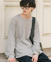 オーバーサイズ T/Cワッフルクルーネック長袖Tシャツ 14621