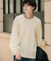 オーバーサイズ T/Cワッフルクルーネック長袖Tシャツ 14621