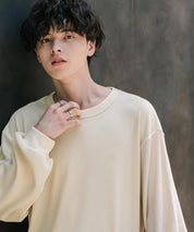 オーバーサイズ T/Cワッフルクルーネック長袖Tシャツ 14621