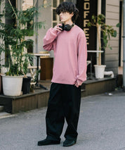 新色追加 オーバーサイズ T/Cワッフルクルーネック長袖Tシャツ 14621