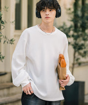 オーバーサイズ T/Cワッフルクルーネック長袖Tシャツ 14621