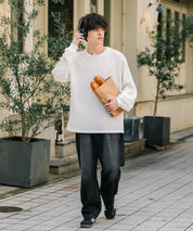 オーバーサイズ T/Cワッフルクルーネック長袖Tシャツ 14621
