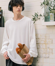 オーバーサイズ T/Cワッフルクルーネック長袖Tシャツ 14621