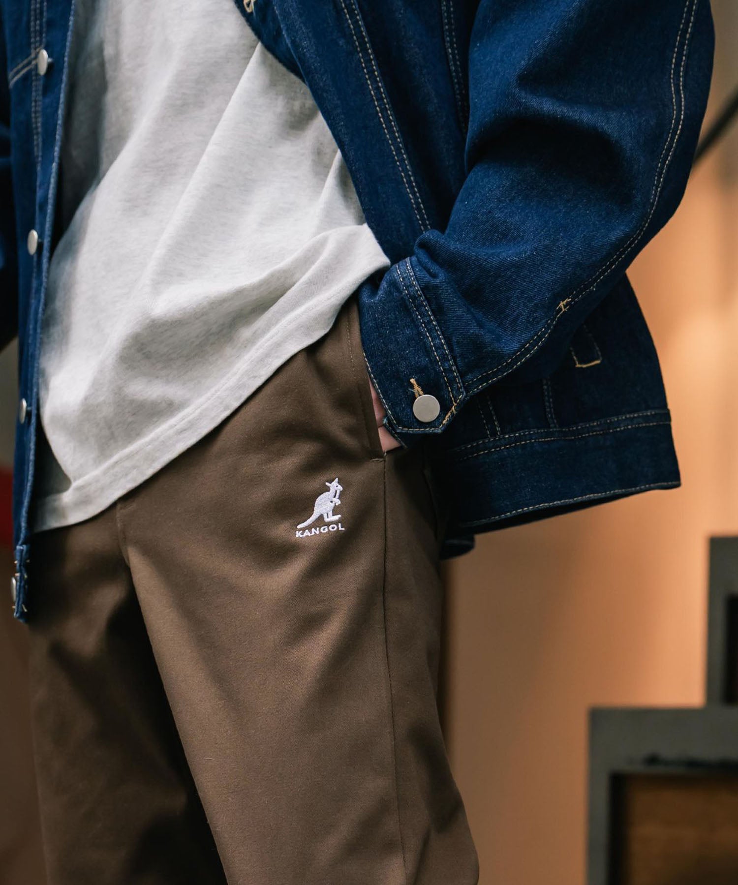 KANGOL カンゴール 別注コラボ蓄熱裏フリースヒートテーパードジョガーイージーパンツ 14622