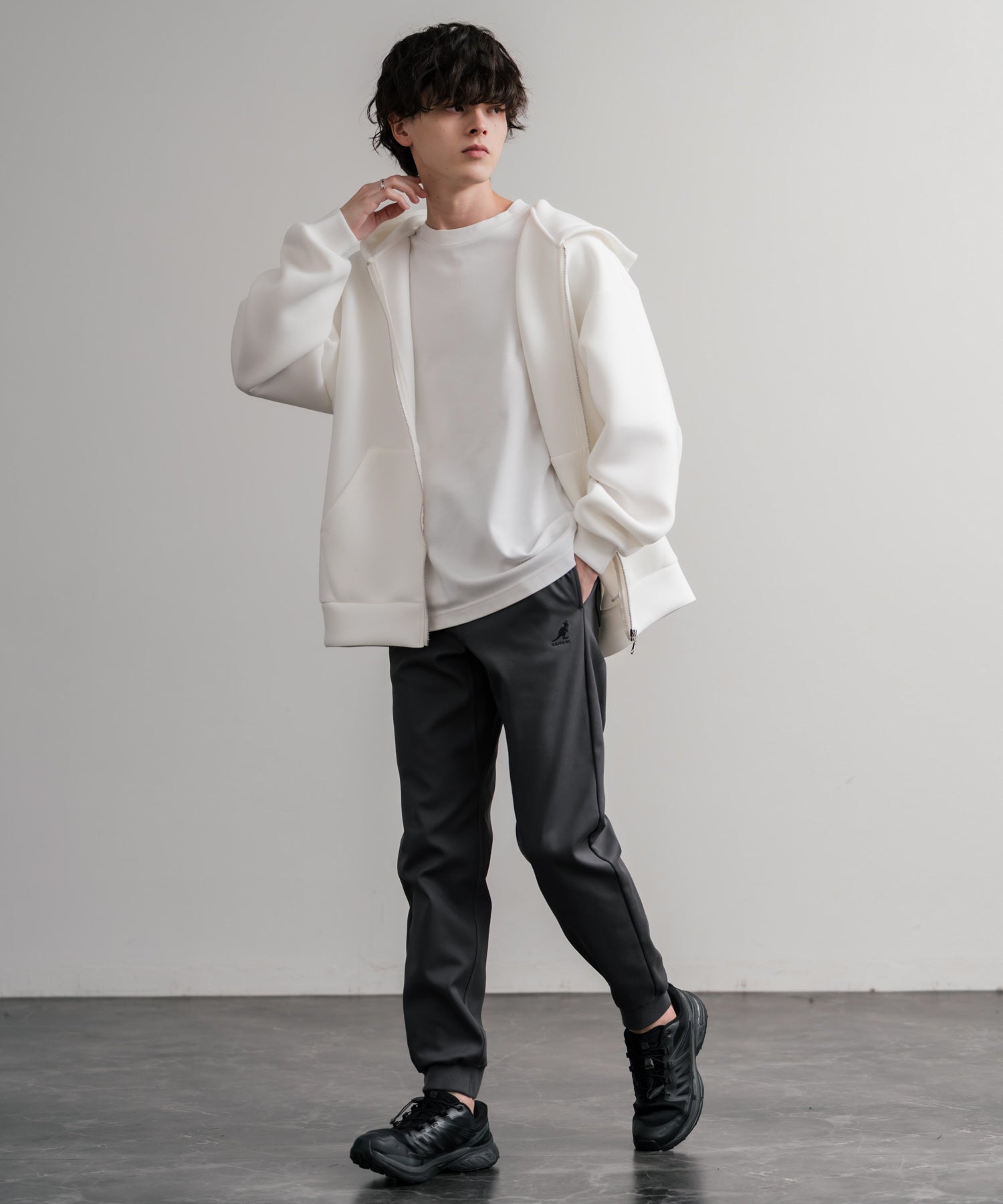 KANGOL カンゴール 別注コラボ蓄熱裏フリースヒートテーパードジョガーイージーパンツ 14622