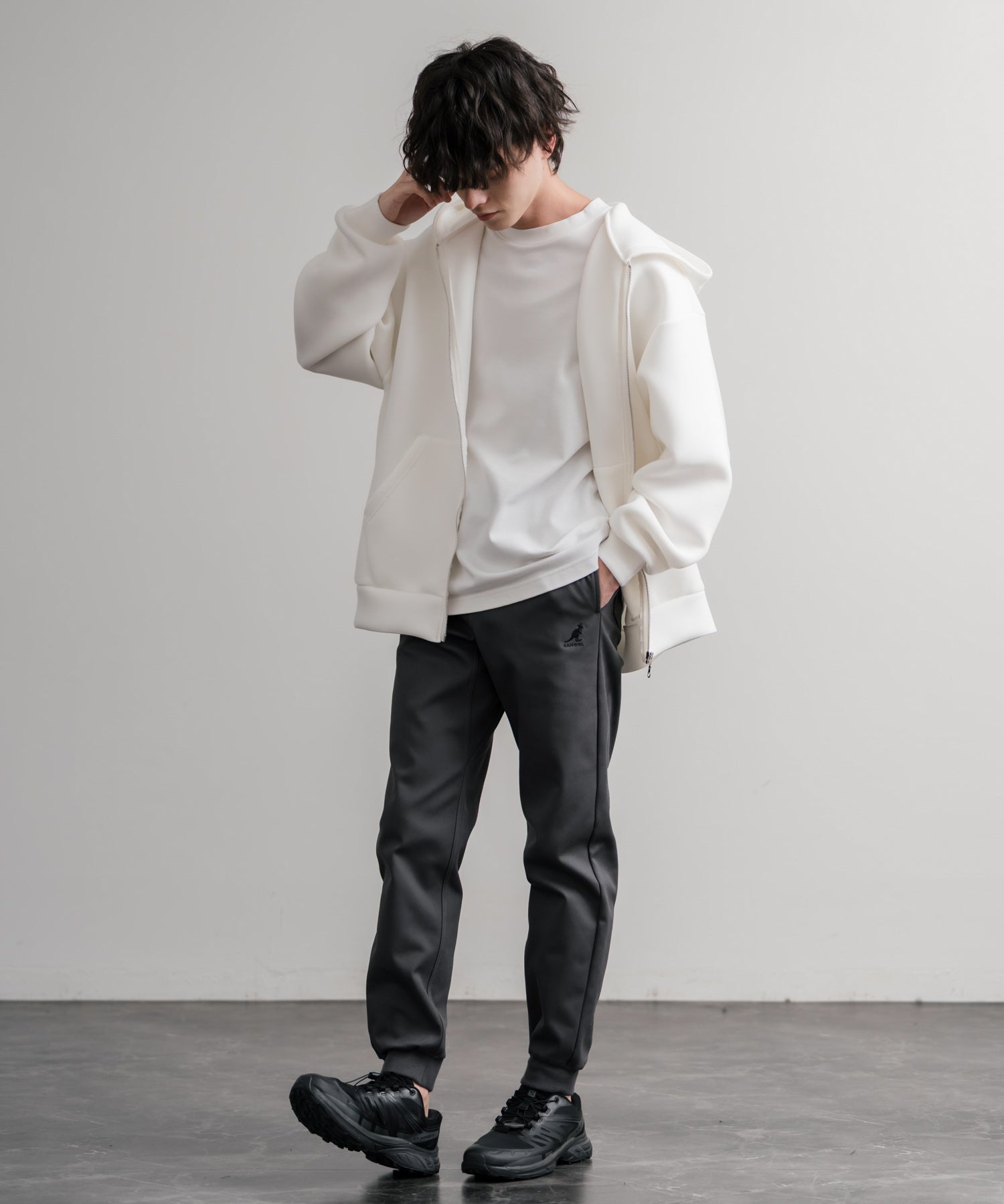 KANGOL カンゴール 別注コラボ蓄熱裏フリースヒートテーパードジョガーイージーパンツ 14622