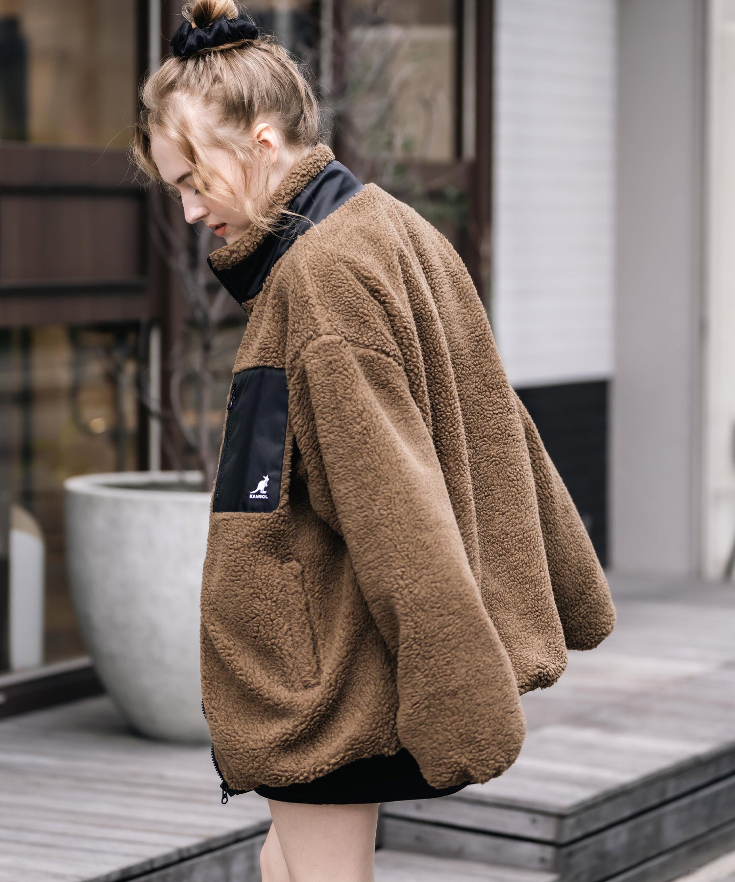 KANGOL カンゴール 別注コラボロゴ刺繍シープボアフリースジャケット/ブルゾン	 14623