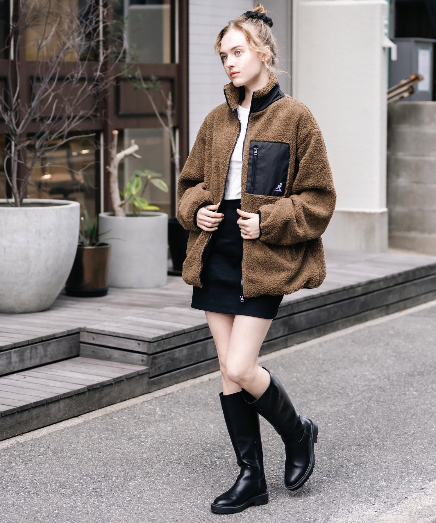 KANGOL カンゴール 別注コラボロゴ刺繍シープボアフリースジャケット/ブルゾン	 14623