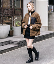 KANGOL カンゴール 別注コラボロゴ刺繍シープボアフリースジャケット/ブルゾン	 14623