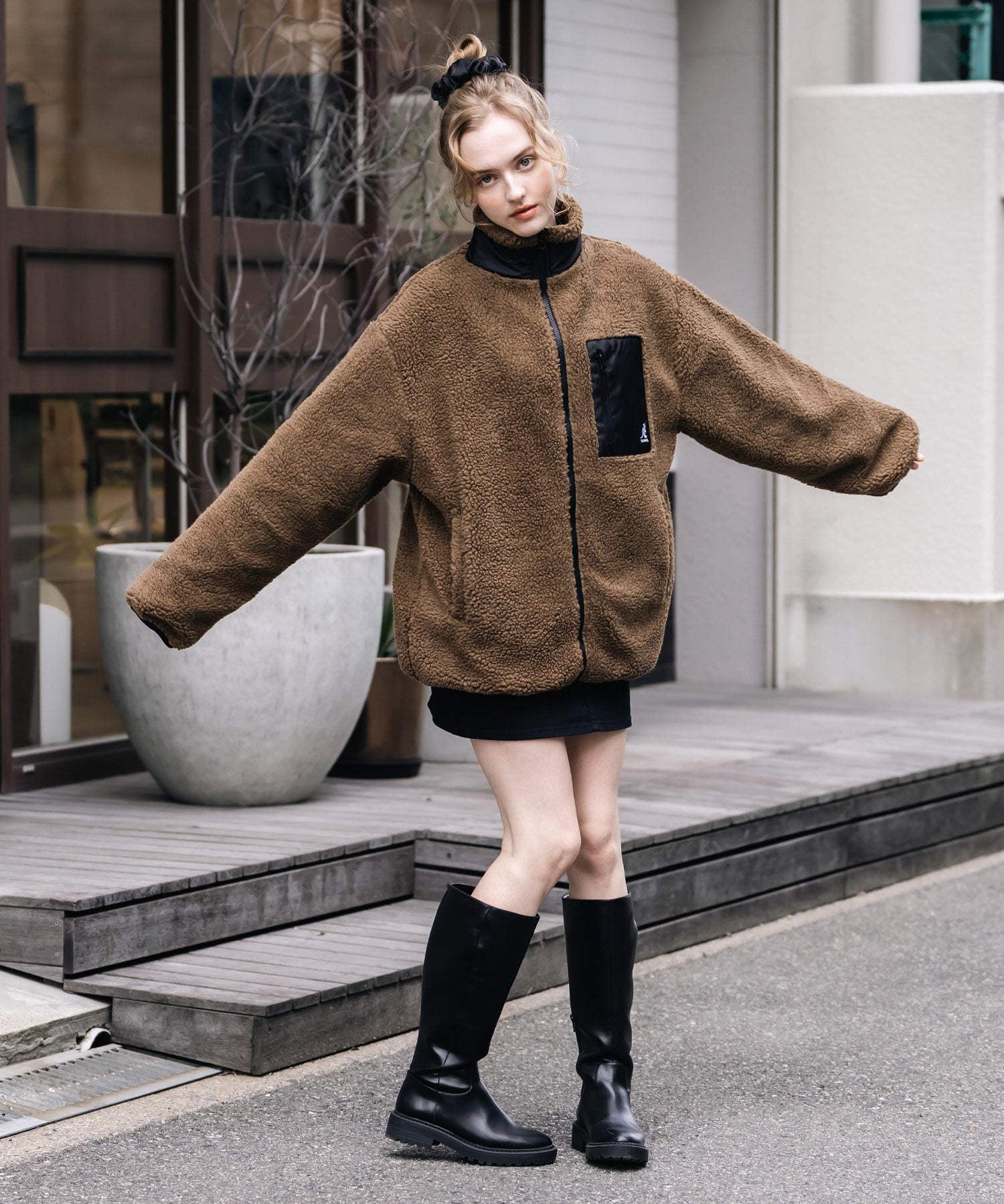 KANGOL カンゴール 別注コラボロゴ刺繍シープボアフリースジャケット/ブルゾン	 14623