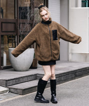 KANGOL カンゴール 別注コラボロゴ刺繍シープボアフリースジャケット/ブルゾン	 14623