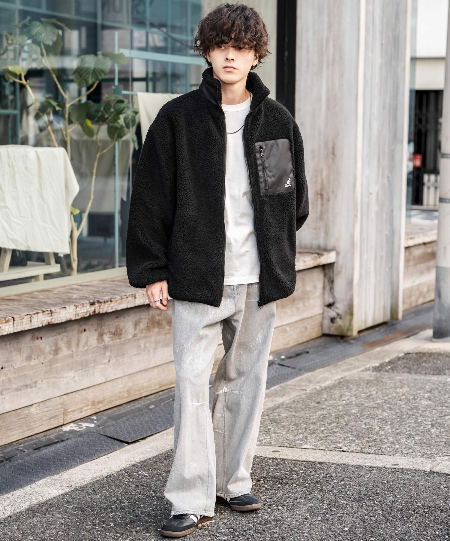 KANGOL カンゴール 別注コラボロゴ刺繍シープボアフリースジャケット