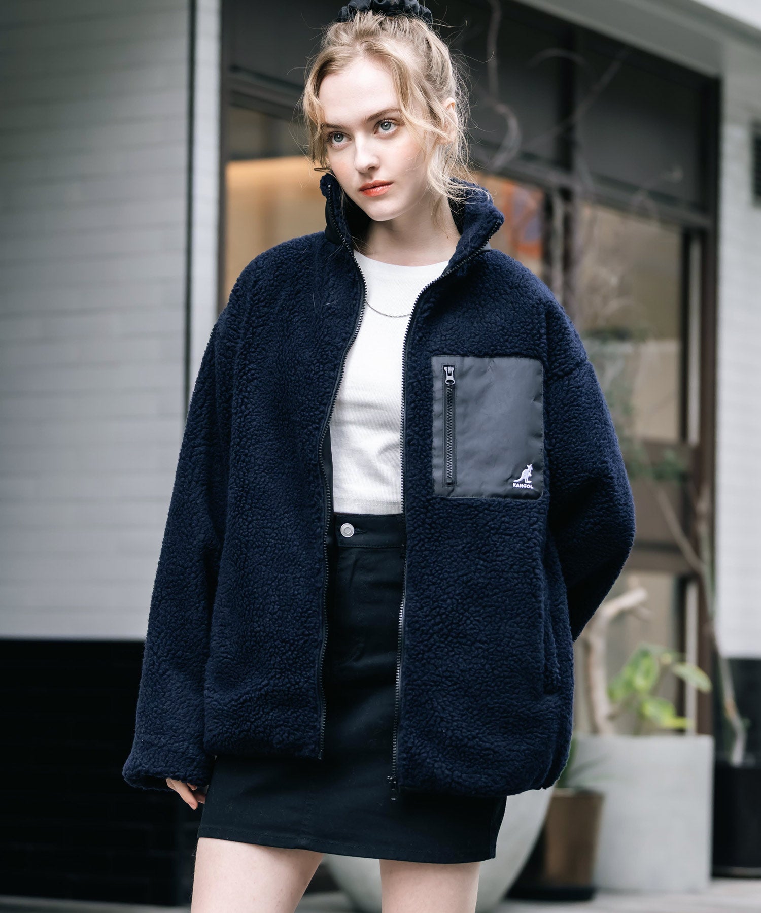 KANGOL カンゴール 別注コラボロゴ刺繍シープボアフリースジャケット/ブルゾン	 14623