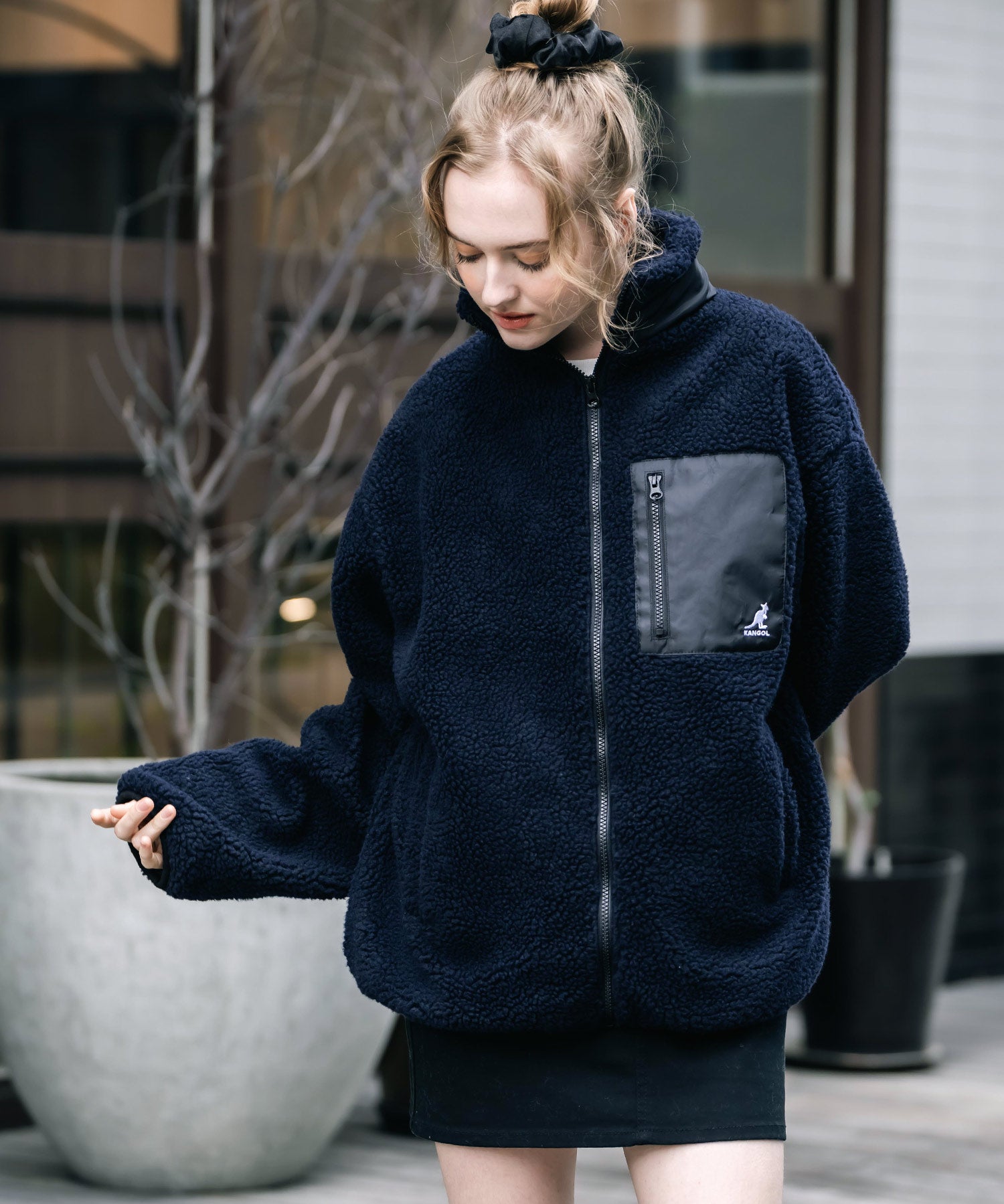 KANGOL カンゴール 別注コラボロゴ刺繍シープボアフリースジャケット/ブルゾン	 14623