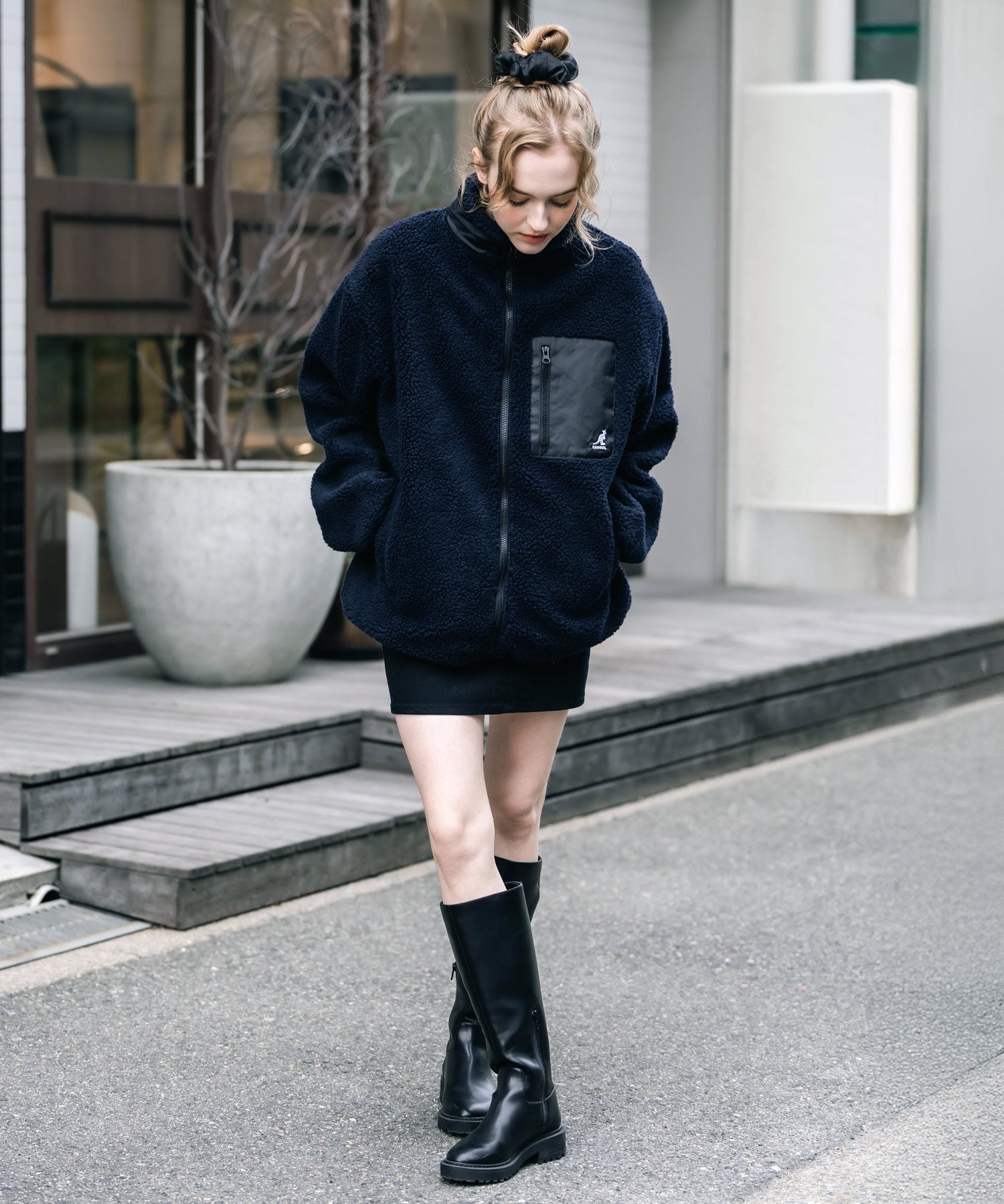 KANGOL カンゴール 別注コラボロゴ刺繍シープボアフリースジャケット/ブルゾン	 14623