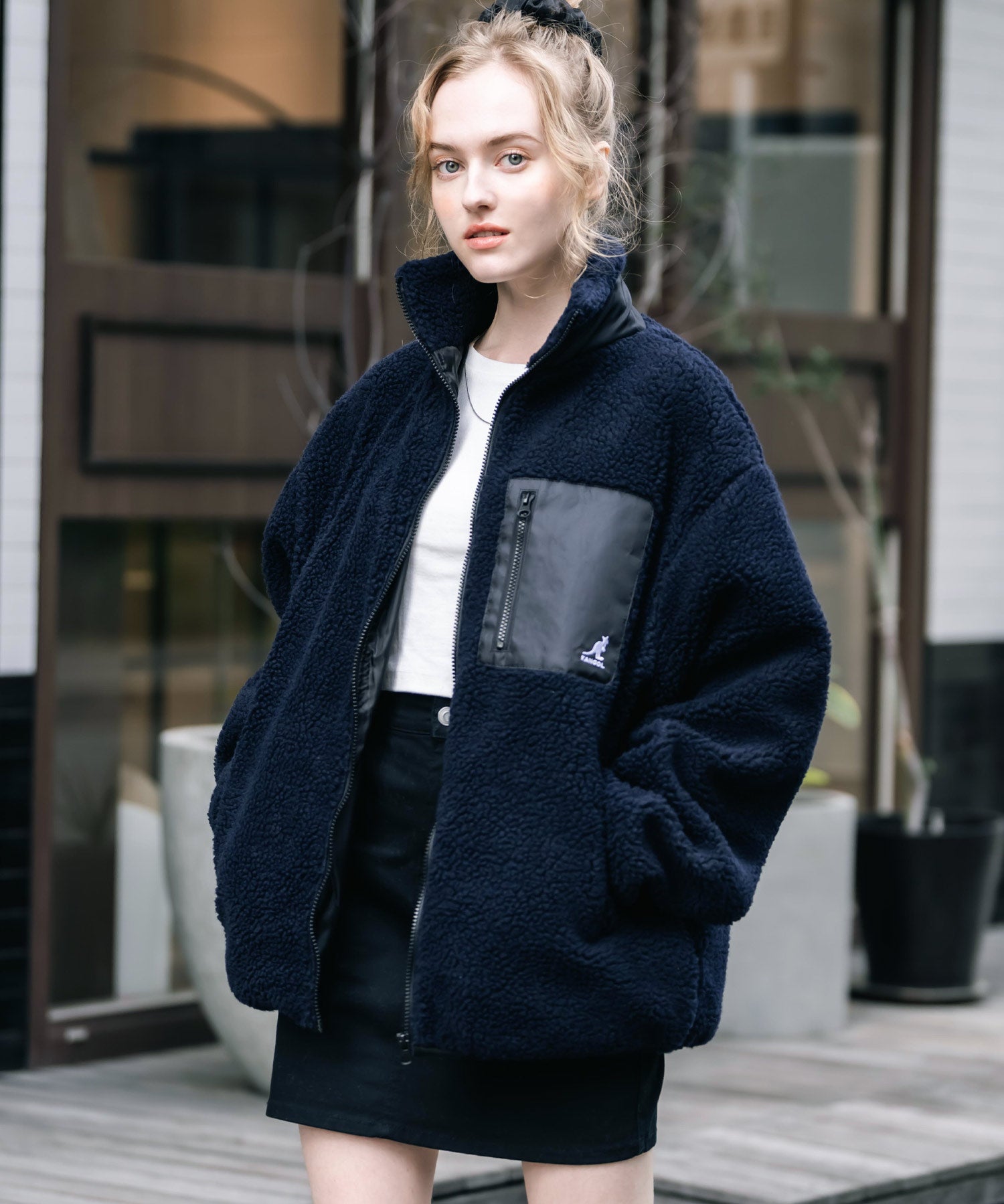 KANGOL カンゴール 別注コラボロゴ刺繍シープボアフリースジャケット/ブルゾン	 14623