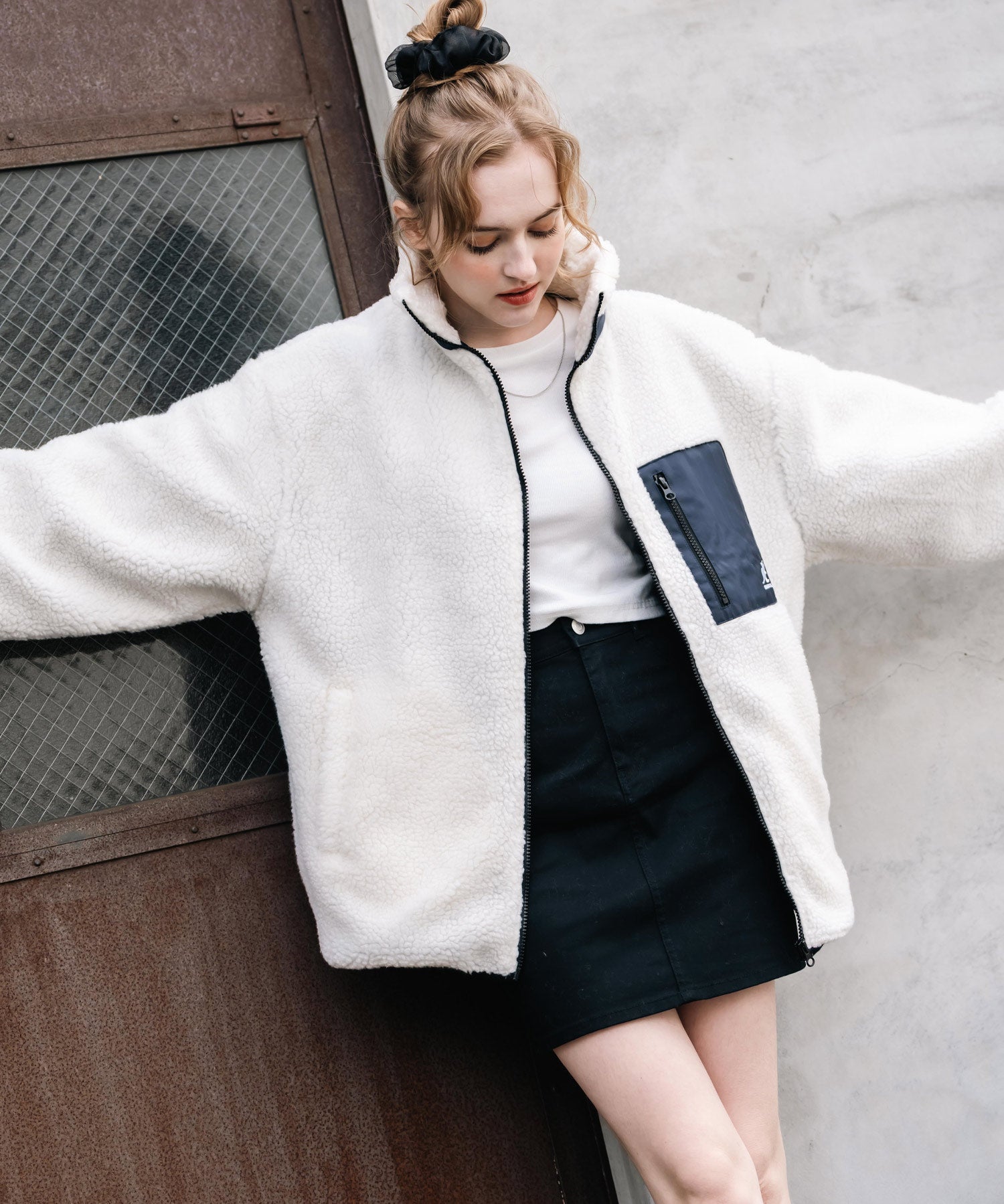 KANGOL カンゴール 別注コラボロゴ刺繍シープボアフリースジャケット/ブルゾン	 14623