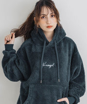新色追加 KANGOL カンゴール 別注コラボ ロゴ刺繍シャギーボアフリースプルオーバーパーカー 14624
