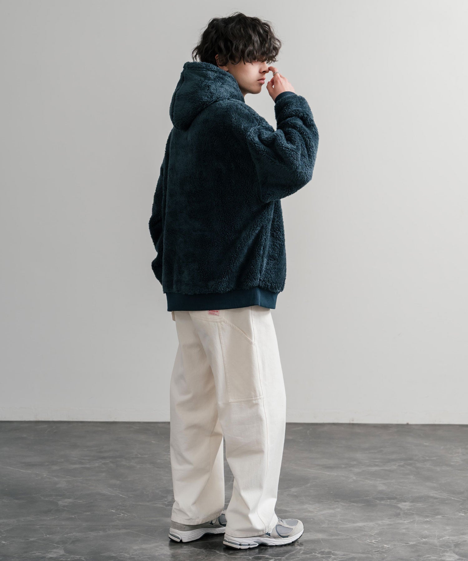新色追加 KANGOL カンゴール 別注コラボ ロゴ刺繍シャギーボアフリースプルオーバーパーカー 14624