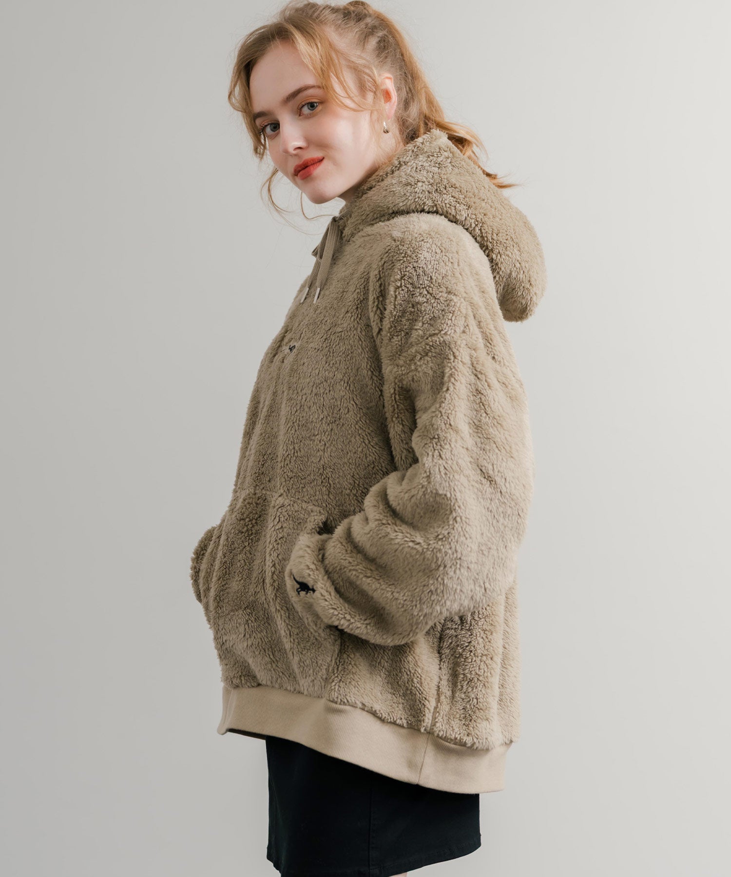 KANGOL カンゴール 別注コラボ ロゴ刺繍シャギーボアフリースプルオーバーパーカー 14624