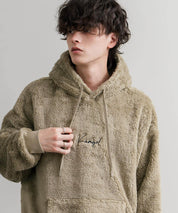 KANGOL カンゴール 別注コラボ ロゴ刺繍シャギーボアフリースプルオーバーパーカー 14624