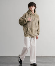 KANGOL カンゴール 別注コラボ ロゴ刺繍シャギーボアフリースプルオーバーパーカー 14624