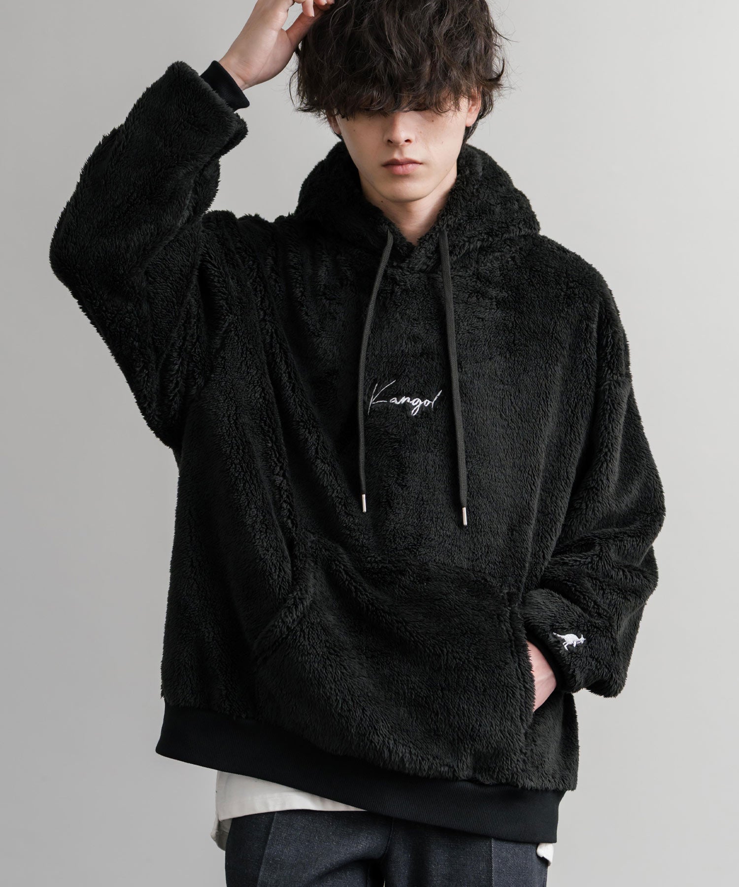 新色追加 KANGOL カンゴール 別注コラボ ロゴ刺繍シャギーボアフリース