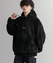 KANGOL カンゴール 別注コラボ ロゴ刺繍シャギーボアフリースプルオーバーパーカー 14624