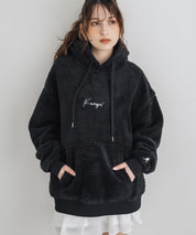 新色追加 KANGOL カンゴール 別注コラボ ロゴ刺繍シャギーボアフリースプルオーバーパーカー 14624