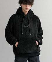 KANGOL カンゴール 別注コラボ ロゴ刺繍シャギーボアフリースプルオーバーパーカー 14624