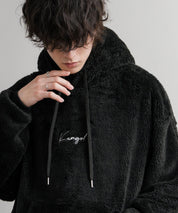 KANGOL カンゴール 別注コラボ ロゴ刺繍シャギーボアフリースプルオーバーパーカー 14624